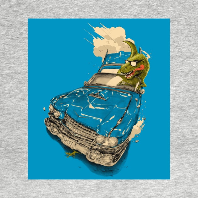 Dinosaur  on a Cadillac by Verso